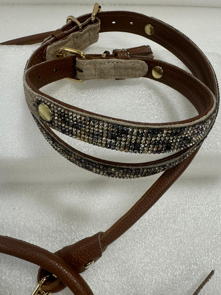 Collier en cuir fait main avec strass