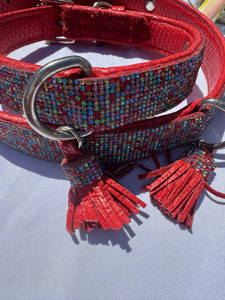 Collier en cuir fait main avec strass